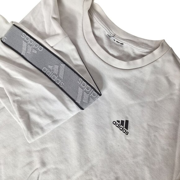 adidas Tops - Adidas Changeover Tape Crew Sweatshirt Size Small White Black Spell Out Logo